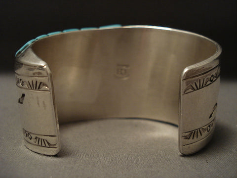 Mind Boggling Vintage Navajo side Inlay Turquoise Bracelet