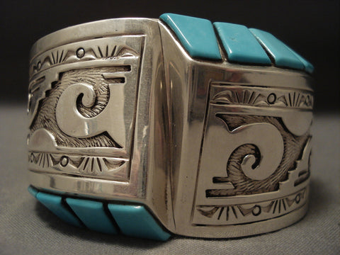Mind Boggling Vintage Navajo side Inlay Turquoise Bracelet
