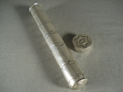 Very Rare Completely Handmade Vintage Navajo Sterling Silver Cigar Holder