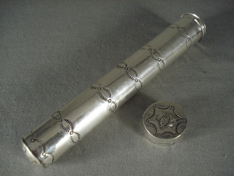 Very Rare Completely Handmade Vintage Navajo Sterling Silver Cigar Holder