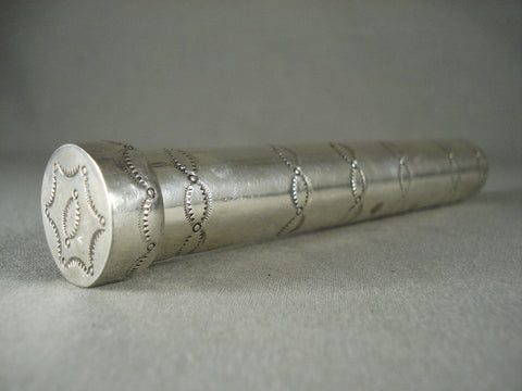 Very Rare Completely Handmade Vintage Navajo Sterling Silver Cigar Holder