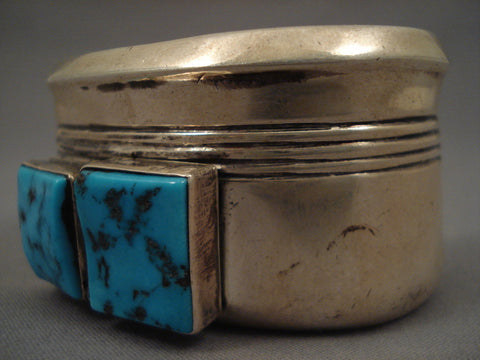 Big Old Navajo squared Turquoise Silver Bracelet