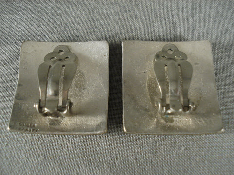 Guaranteed Authentic Vintage Navajo Thomas Singer Gold Silver Earrings