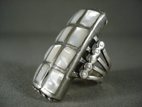 One Of The Biggest Ever Vintage Navajo Pearl Silver Channel Ring