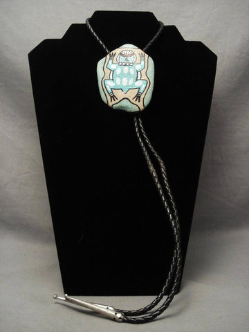 One Of A Kind Vintage Hopi Toad Rock Silver Bolo Tie