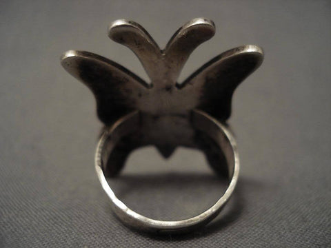 Museum Vintage Hopi Ricky Coochwytewa Huge Butterfly Silver Ring