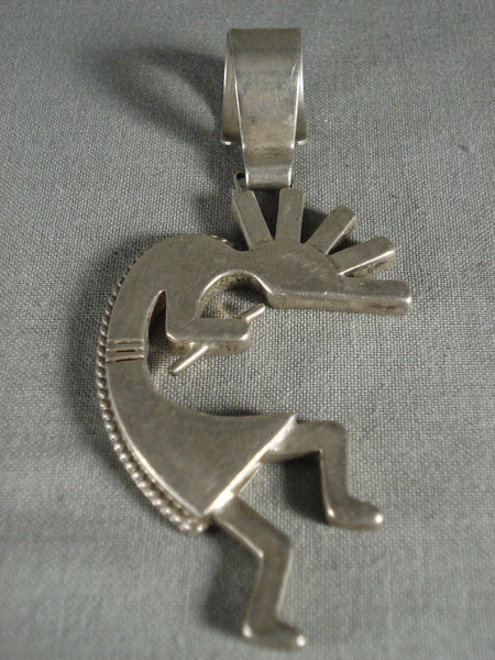 Huge Dancing Kokopelli Vintage Navajo Silver Pendant