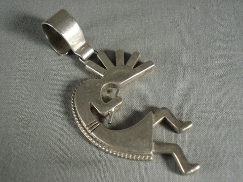 Huge Dancing Kokopelli Vintage Navajo Silver Pendant