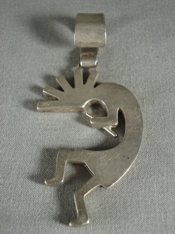 Huge Dancing Kokopelli Vintage Navajo Silver Pendant