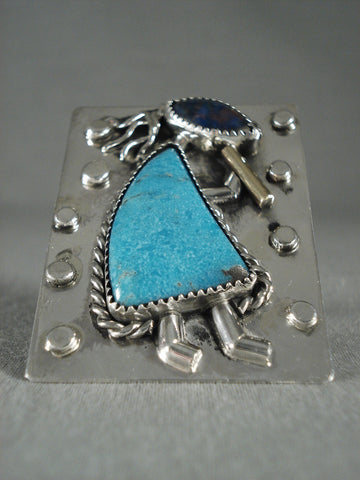 One Of The Biggest Navajo Kokopelli Turquoise Silver Ring