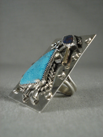 One Of The Biggest Navajo Kokopelli Turquoise Silver Ring