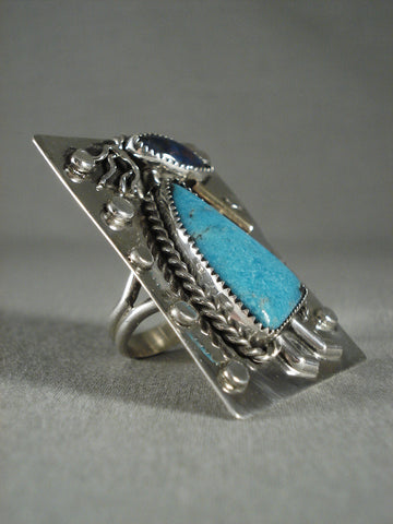 One Of The Biggest Navajo Kokopelli Turquoise Silver Ring