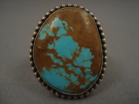 Big Vintage Navajo #8 Turquoise Silver Ring