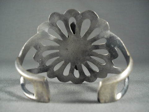 Huge Vintage Navajo Pearl Sterling Silver Burst Bracelet
