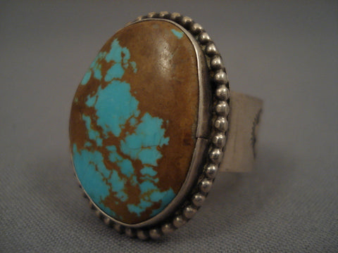 Big Vintage Navajo #8 Turquoise Silver Ring