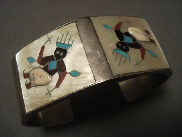 The Best Vintage Zuni Tony Ohmsatte Kachina Silver Bracelet