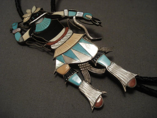 One Of The More Unique Vintage Zuni Eddie Beyuka Snake Dancer Silver Bolo Tie