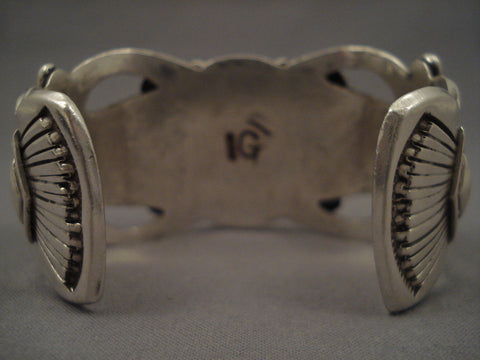 Hvy Old Navajo Domed Turquoise Silver flank Bracelet