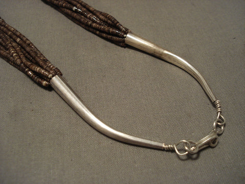 Museum Vintage Navajo 'Long Cone' Spiny Oyster Silver Necklace Old