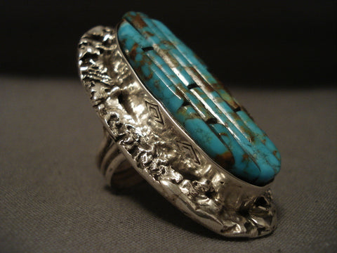 Colossal Modernistic Navajo Turquoise Silver Ring