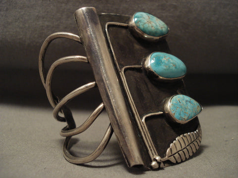 Museum Vintage Navajo 'Tree Of Life' Turquoise Silver Bracelet Old
