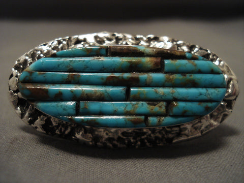 Colossal Modernistic Navajo Turquoise Silver Ring