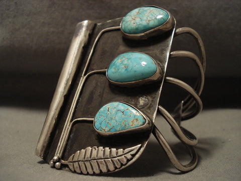Museum Vintage Navajo 'Tree Of Life' Turquoise Silver Bracelet Old