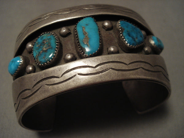 Museum Vintage Navajo Old Kingman Turquoise Silver Bracelet