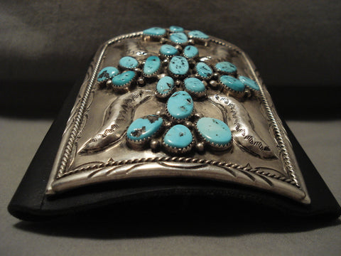 Xxl Huge Vintage Navajo Natural Turquoise Silver Ketoh Bracelet Old