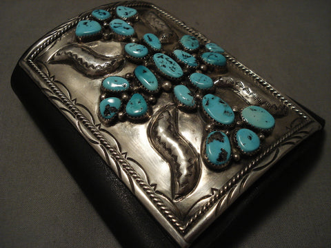 Xxl Huge Vintage Navajo Natural Turquoise Silver Ketoh Bracelet Old