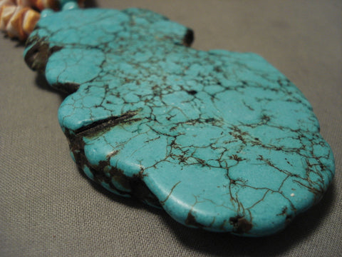 Huge Big Nugget Vintage Navajo Spider Turquoise Spiny Oyster Necklace