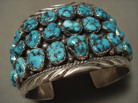 Museum Vintage Navajo 'Treasure Nugget' Turquoise Silver Bracelet