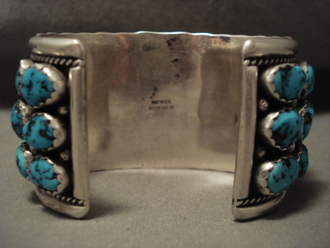 Museum Vintage Navajo 'Treasure Nugget' Turquoise Silver Bracelet