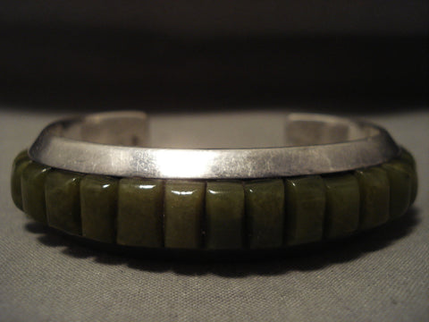 One Of The Best Vintage Navajo Veriscite Silver Bracelet