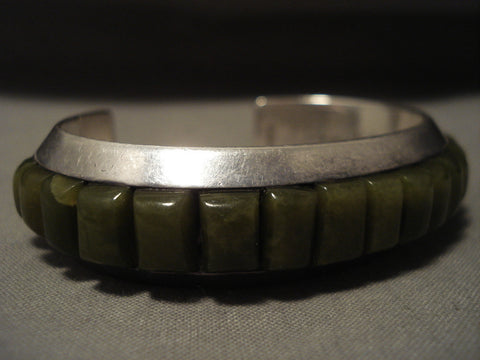 One Of The Best Vintage Navajo Veriscite Silver Bracelet