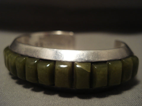 One Of The Best Vintage Navajo Veriscite Silver Bracelet