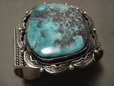 98 Grams Huge Navajo 'Blueberry Turquoise' Silver Bracelet