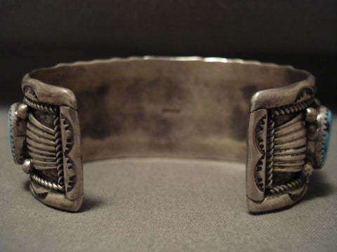 Museum Vintage Navajo 'Natural Domed Turquoise' Silver Bracelet Old
