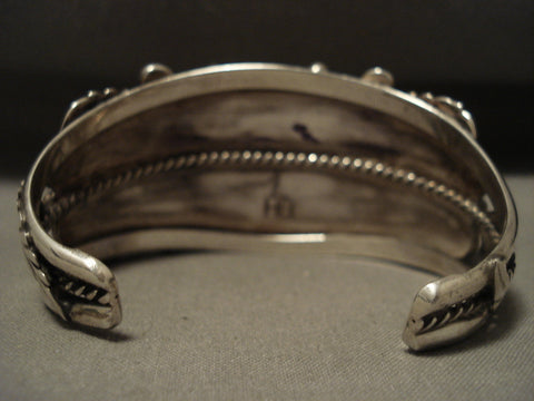 Museum Vintage Navajo 'Turquoise Garden' Silver Bracelet Old