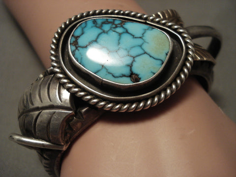 118 Gram Hvy Museum Vintage High Grade Lone Mountain Turquoise Silver Bracelet