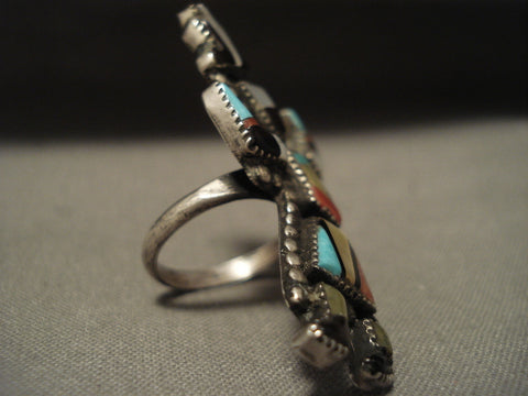 Early 1900's Vintage Zuni Turquoise Silver Kachina Ring