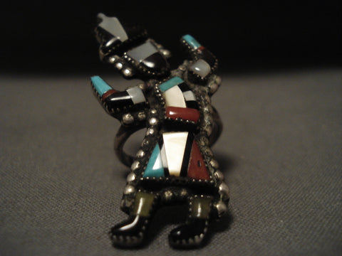 Early 1900's Vintage Zuni Turquoise Silver Kachina Ring