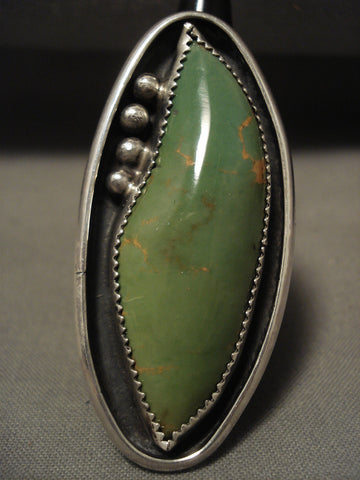 Huge Vintage Navajo 'Green Turquoise Of Plenty' Silver Ring