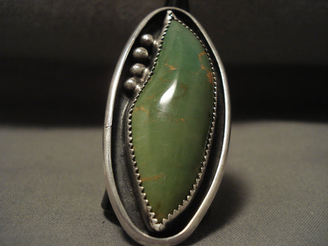 Huge Vintage Navajo 'Green Turquoise Of Plenty' Silver Ring