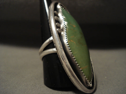 Huge Vintage Navajo 'Green Turquoise Of Plenty' Silver Ring