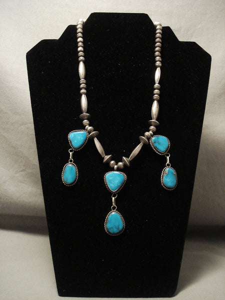 Museum Vintage Navajo Dangling Bisbee Turquoise Silver Necklace Old