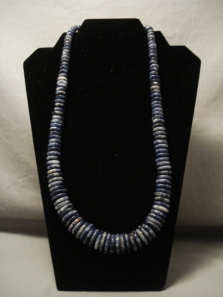 One Of The Finest Vintage Navajo Lapis Silver Necklace