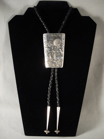 Rare moonlight Dance Vintage Navajo Silver Bolo Tie