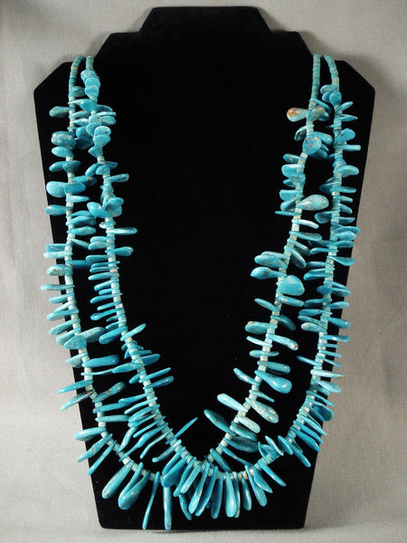 Museum Vintage Navajo wide Teardrop Turquoise Necklace Old