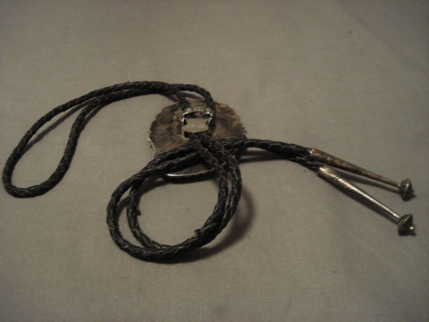 Big And Old Men's Huge Natural Turquoise Silver Bolo Tie